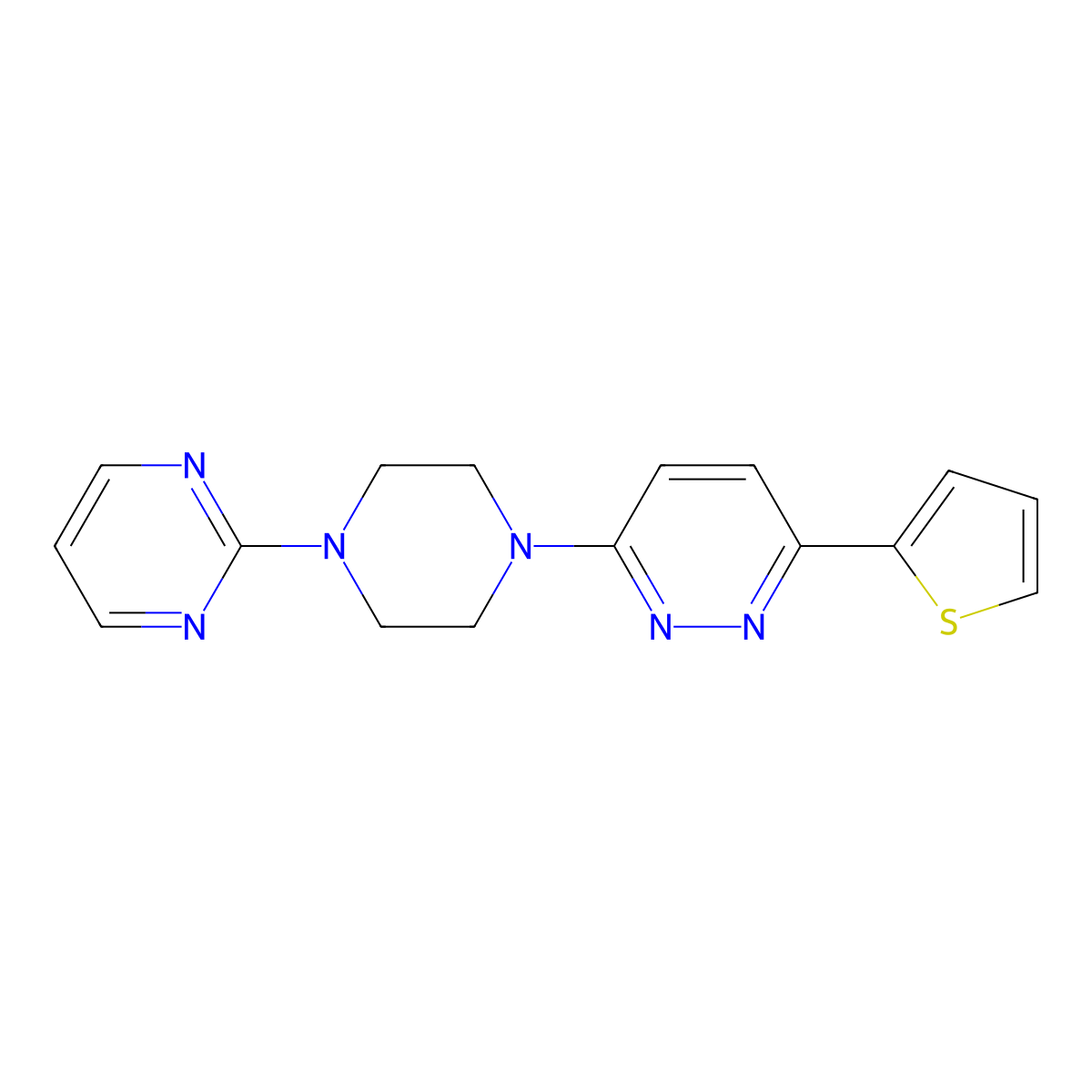 3-[4-(Pyrimidin-2-yl)piperazin-1-yl]-6-(thiophen-2-yl)pyridazine molecular structure, CAS 1420776-11-9