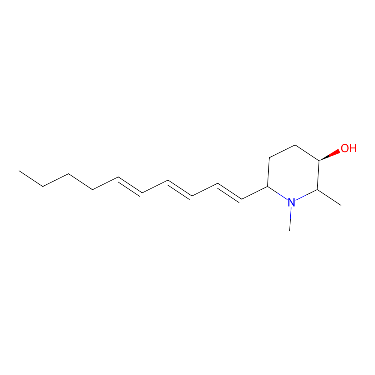 (3R)-6-[(1E,3E,5E)-deca-1,3,5-trienyl]-1,2-dimethylpiperidin-3-ol molecular structure, CAS 1420777-30-5
