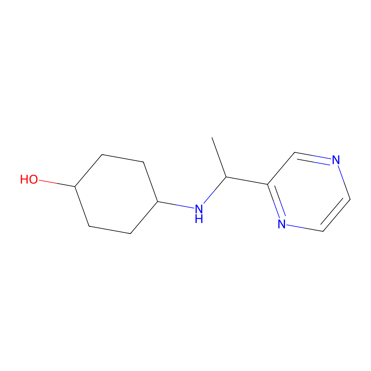 (1r,4r)-4-((1-(Pyrazin-2-yl)ethyl)amino)cyclohexanol molecular structure, CAS 1420780-53-5