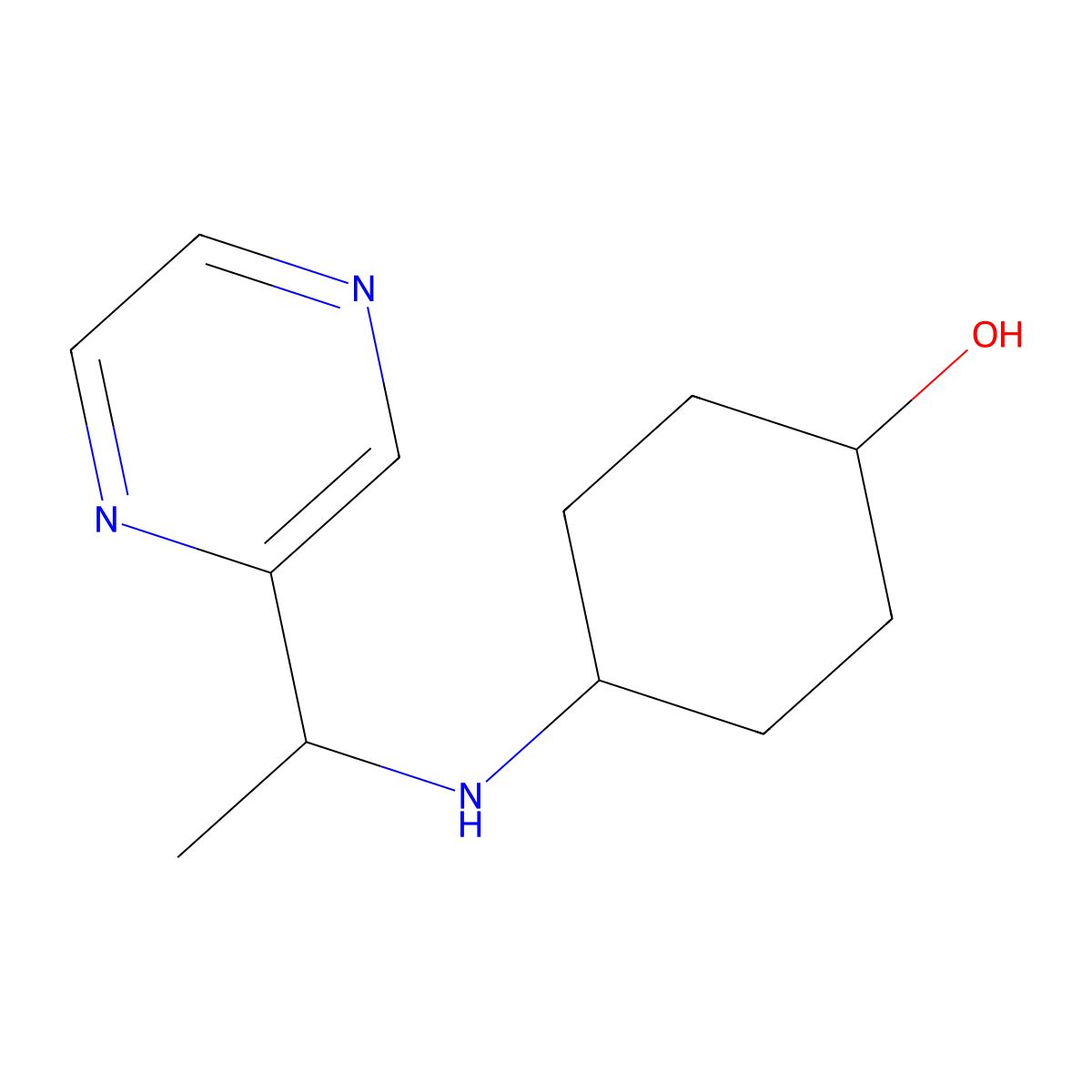 (1r,4r)-4-((1-(Pyrazin-2-yl)ethyl)amino)cyclohexanol molecular structure, CAS 1420780-53-5
