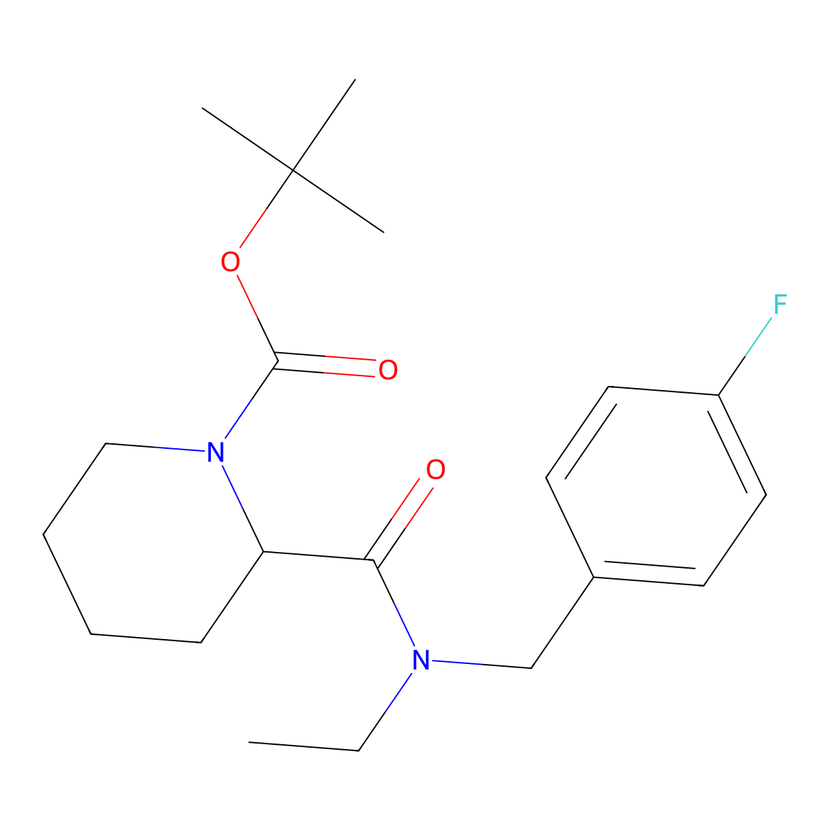 tert-Butyl 2-(ethyl(4-fluorobenzyl)carbamoyl)piperidine-1-carboxylate molecular structure, CAS 1420784-41-3