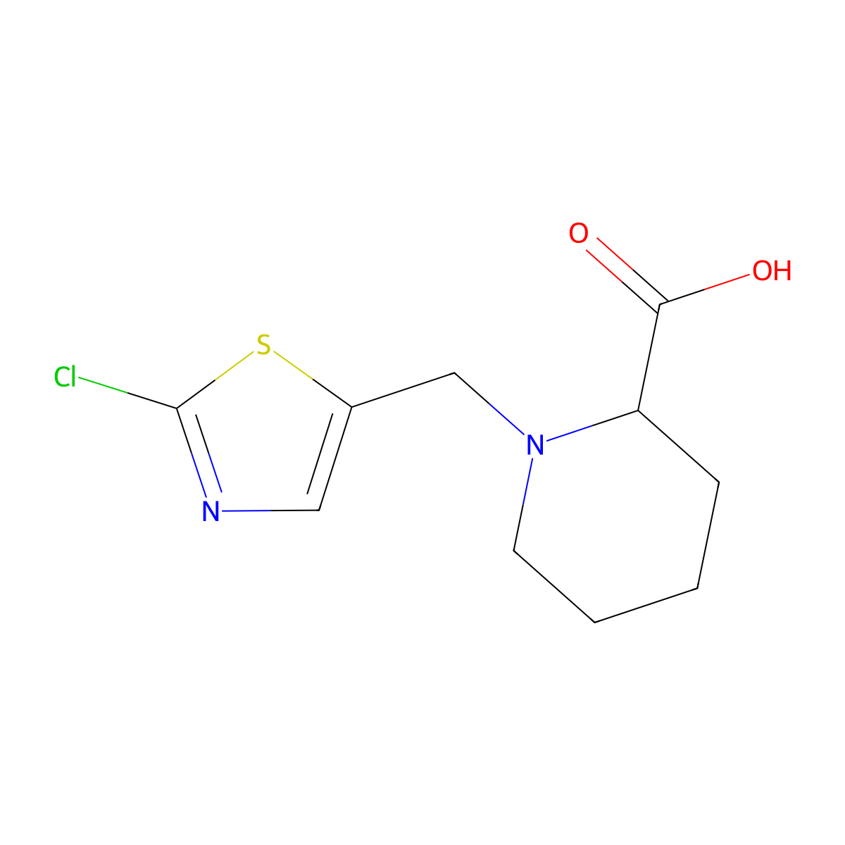 1-((2-Chlorothiazol-5-yl)methyl)piperidine-2-carboxylic acid molecular structure, CAS 1420784-86-6