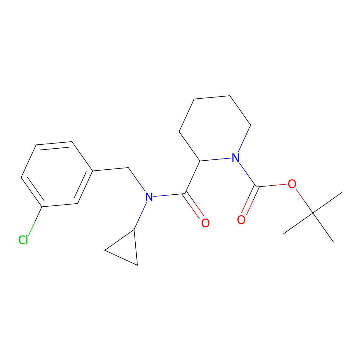 tert-Butyl 2-((3-chlorobenzyl)(cyclopropyl)carbamoyl)piperidine-1-carboxylate molecular structure, CAS 1420784-92-4