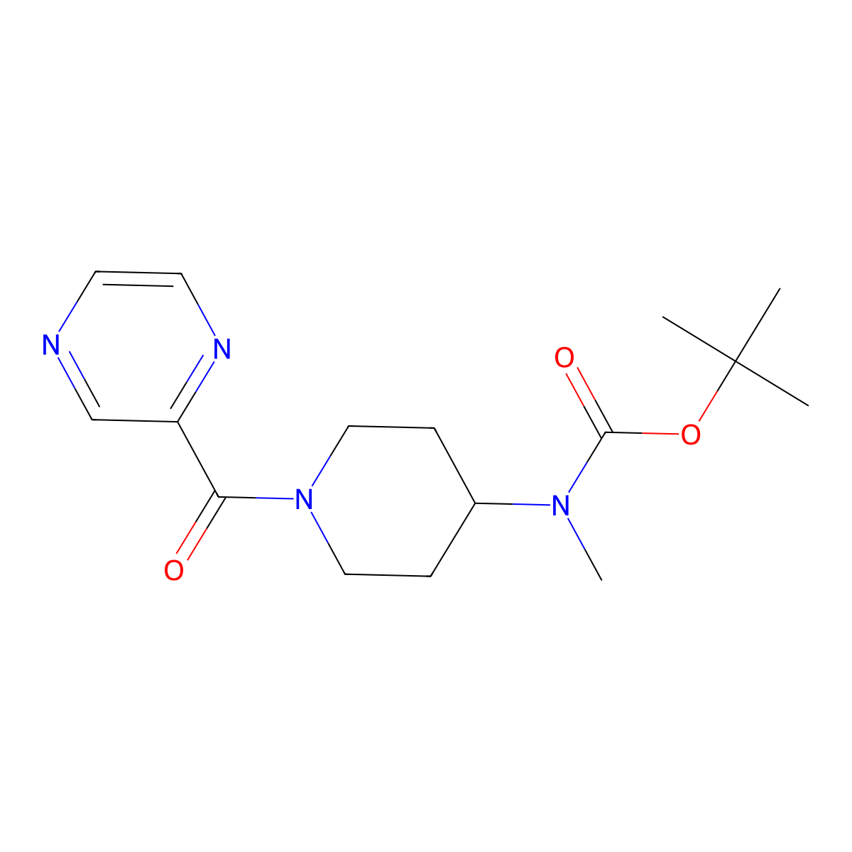 Tert-butyl methyl(1-(pyrazine-2-carbonyl)piperidin-4-yl)carbamate molecular structure, CAS 1420785-75-6