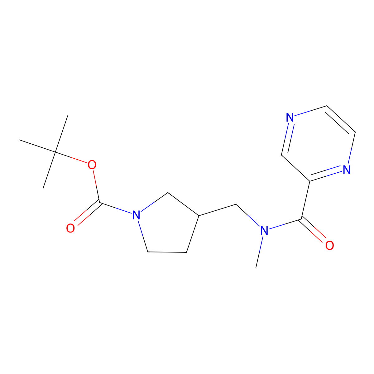 tert-Butyl 3-((N-methylpyrazine-2-carboxamido)methyl)pyrrolidine-1-carboxylate molecular structure, CAS 1420785-80-3