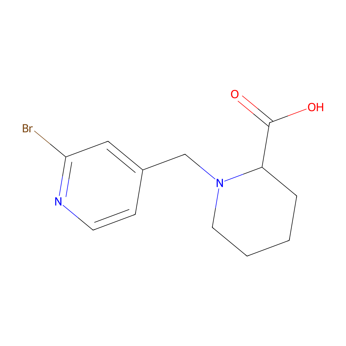 1-((2-Bromopyridin-4-yl)methyl)piperidine-2-carboxylic acid molecular structure, CAS 1420786-30-6