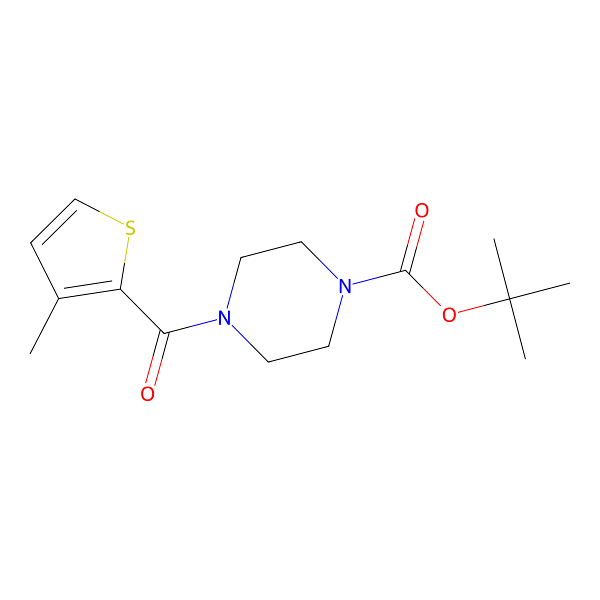 tert-Butyl 4-(3-methylthiophene-2-carbonyl)piperazine-1-carboxylate molecular structure, CAS 1420786-54-4