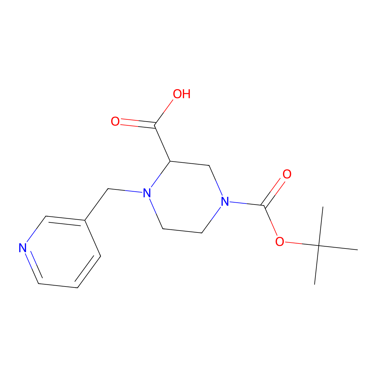 4-(Tert-butoxycarbonyl)-1-(pyridin-3-ylmethyl)piperazine-2-carboxylic acid molecular structure, CAS 1420786-72-6