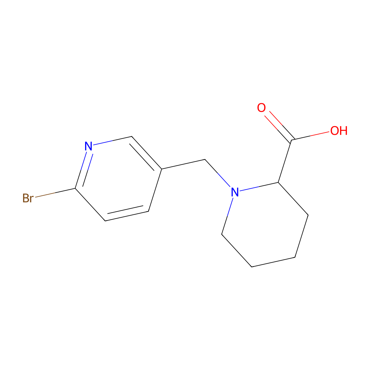 1-((6-Bromopyridin-3-yl)methyl)piperidine-2-carboxylic acid molecular structure, CAS 1420787-18-3