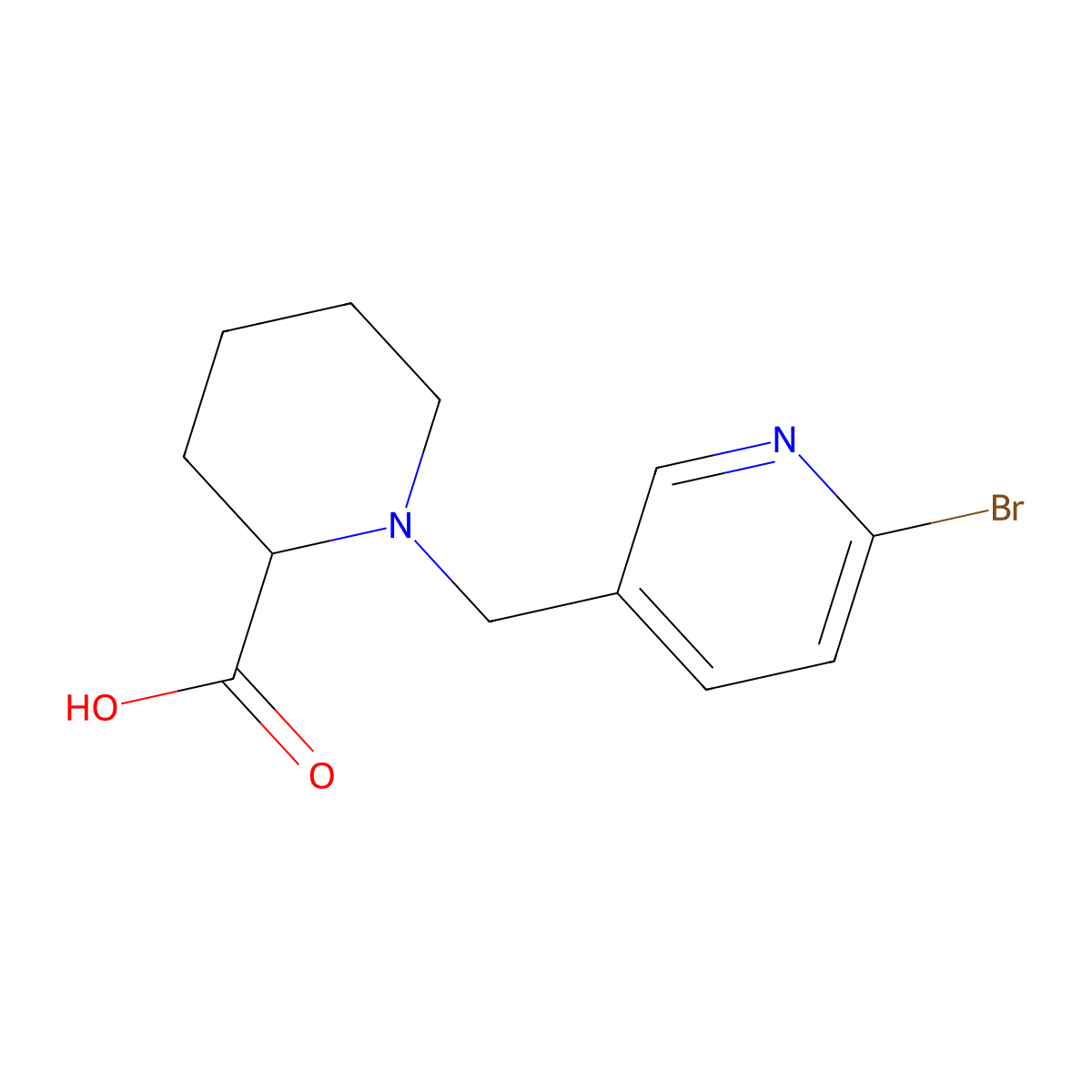 1-((6-Bromopyridin-3-yl)methyl)piperidine-2-carboxylic acid molecular structure, CAS 1420787-18-3
