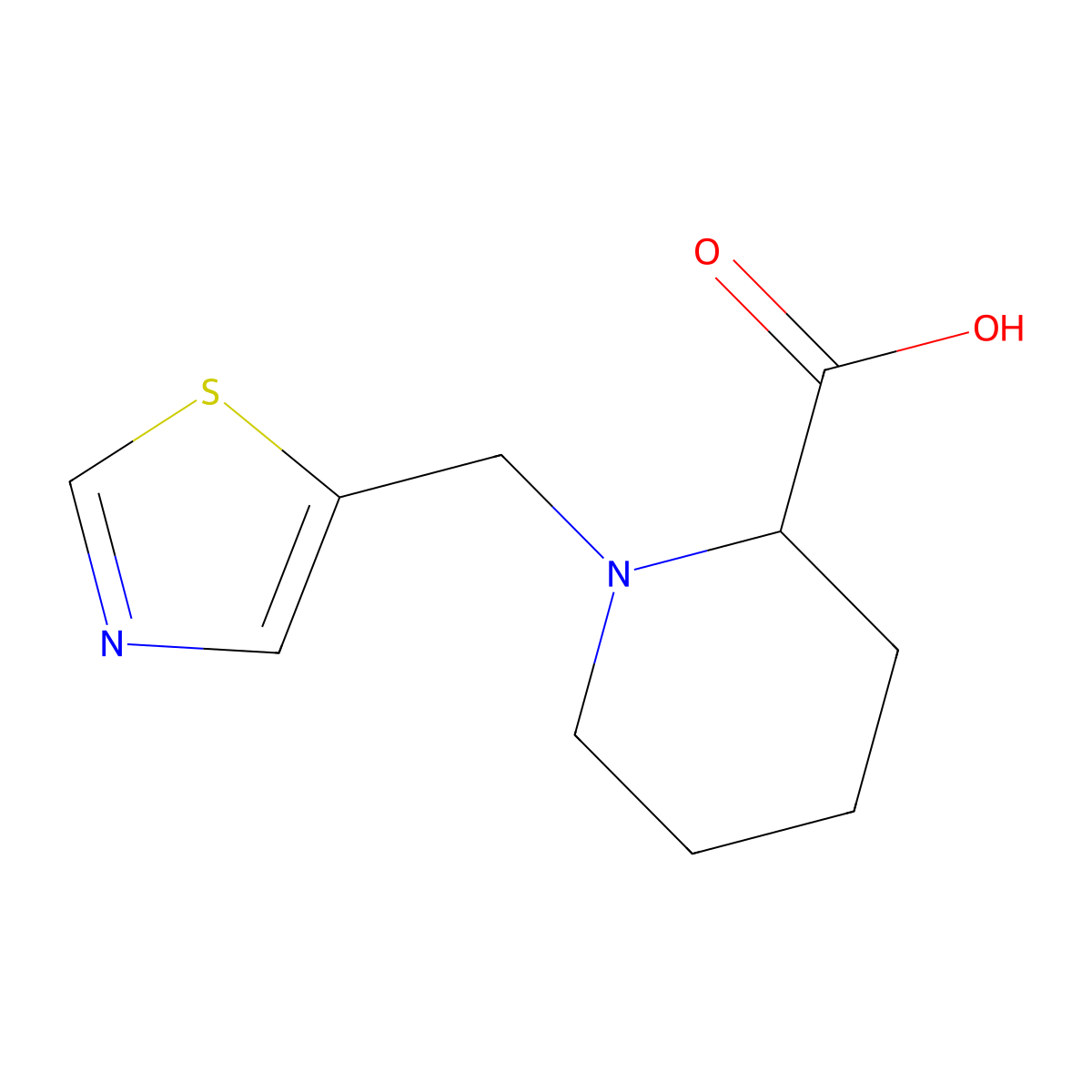 1-(Thiazol-5-ylmethyl)piperidine-2-carboxylic acid molecular structure, CAS 1420787-40-1