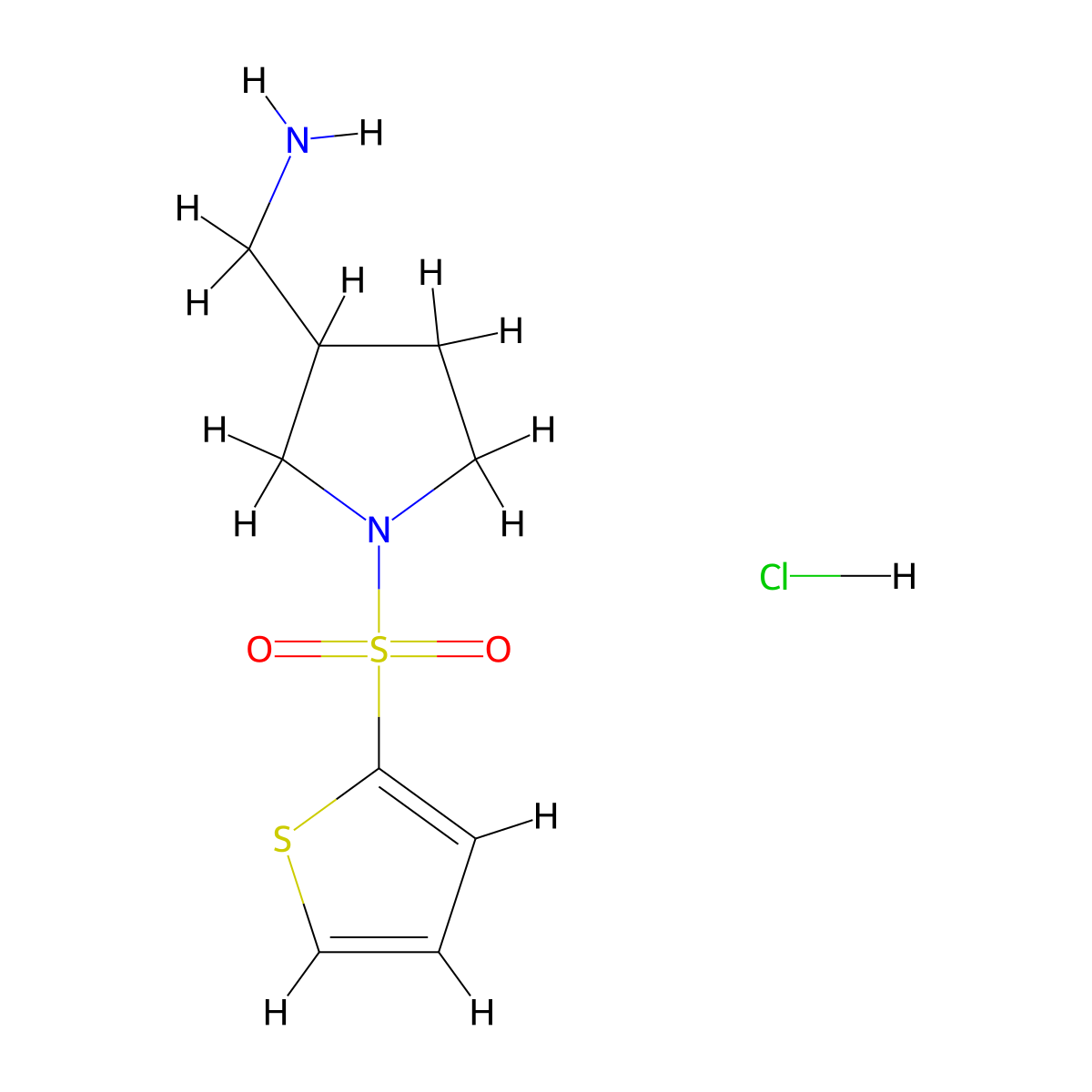 [1-(Thiophene-2-sulfonyl)pyrrolidin-3-yl]methanamine hydrochloride molecular structure, CAS 1420787-84-3