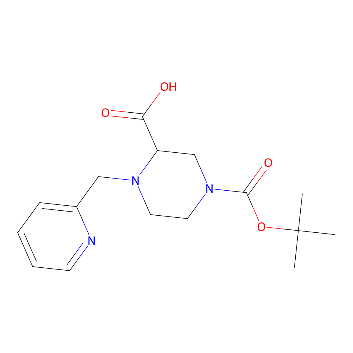 4-(Tert-butoxycarbonyl)-1-(pyridin-2-ylmethyl)piperazine-2-carboxylic acid molecular structure, CAS 1420788-16-4