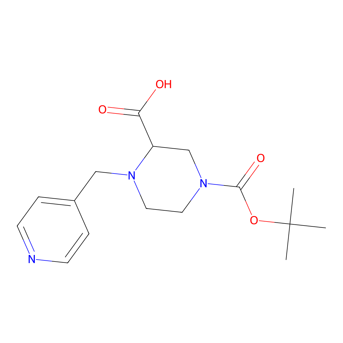 4-(Tert-butoxycarbonyl)-1-(pyridin-4-ylmethyl)piperazine-2-carboxylic acid molecular structure, CAS 1420789-04-3