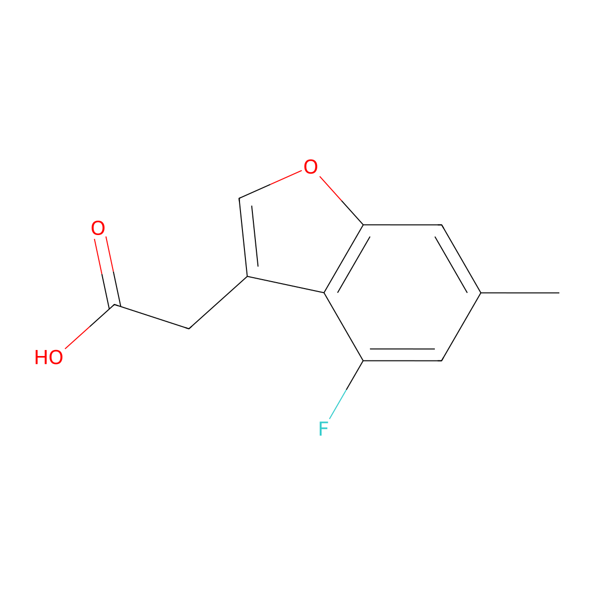 2-(4-Fluoro-6-methylbenzofuran-3-yl)acetic acid molecular structure, CAS 1420790-52-8