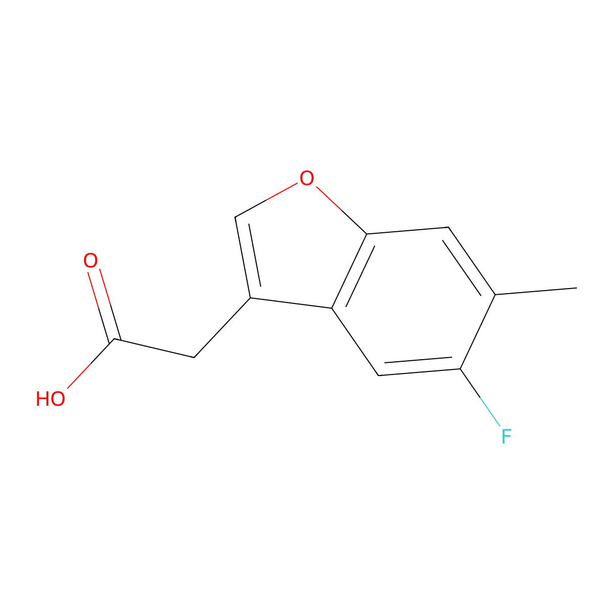 2-(5-Fluoro-6-methylbenzofuran-3-yl)acetic acid molecular structure, CAS 1420791-10-1