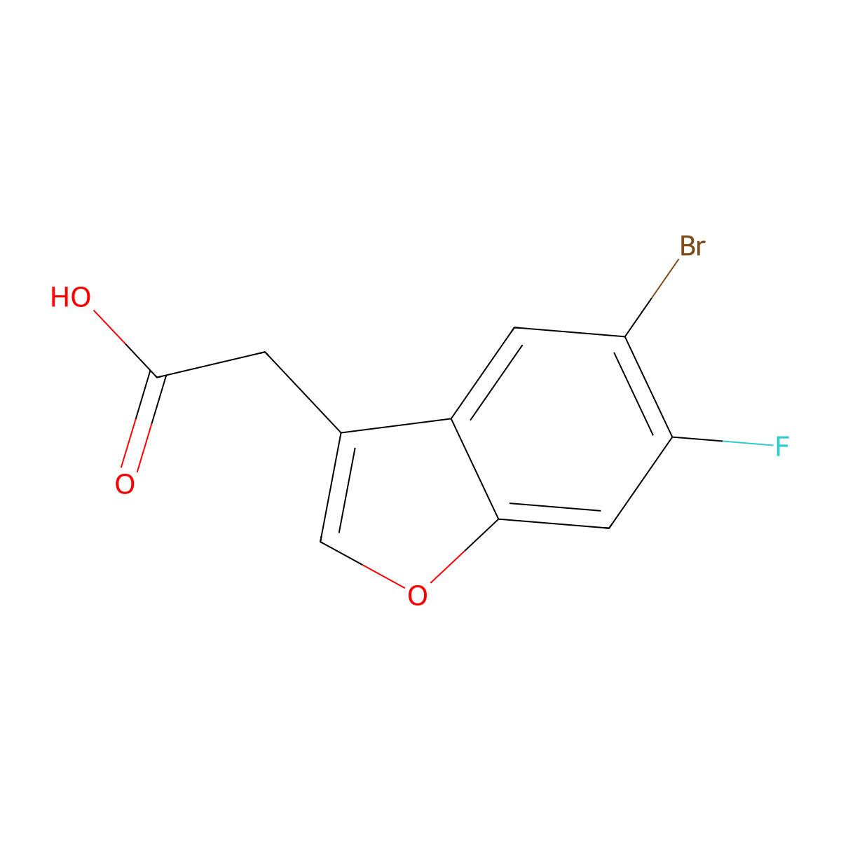 2-(5-Bromo-6-fluorobenzofuran-3-yl)acetic acid molecular structure, CAS 1420791-15-6