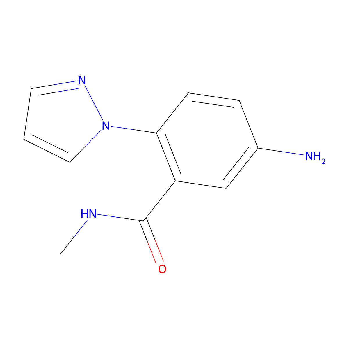 5-amino-N-methyl-2-(1H-pyrazol-1-yl)benzamide molecular structure, CAS 1420792-56-8