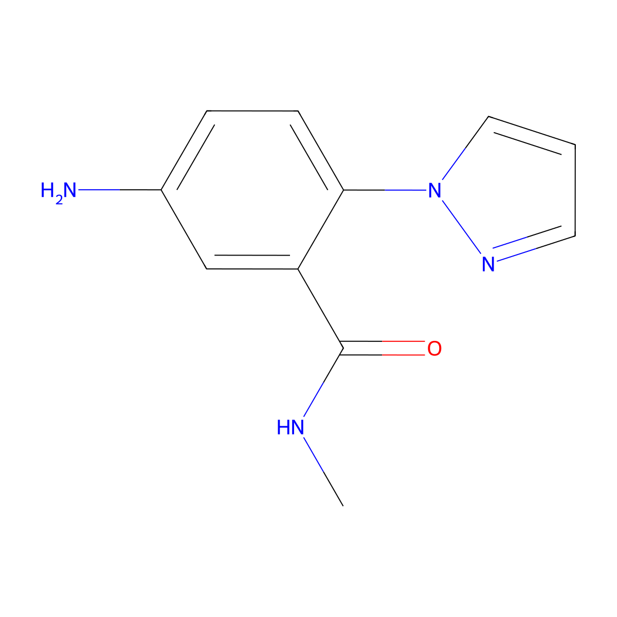 5-amino-N-methyl-2-(1H-pyrazol-1-yl)benzamide molecular structure, CAS 1420792-56-8