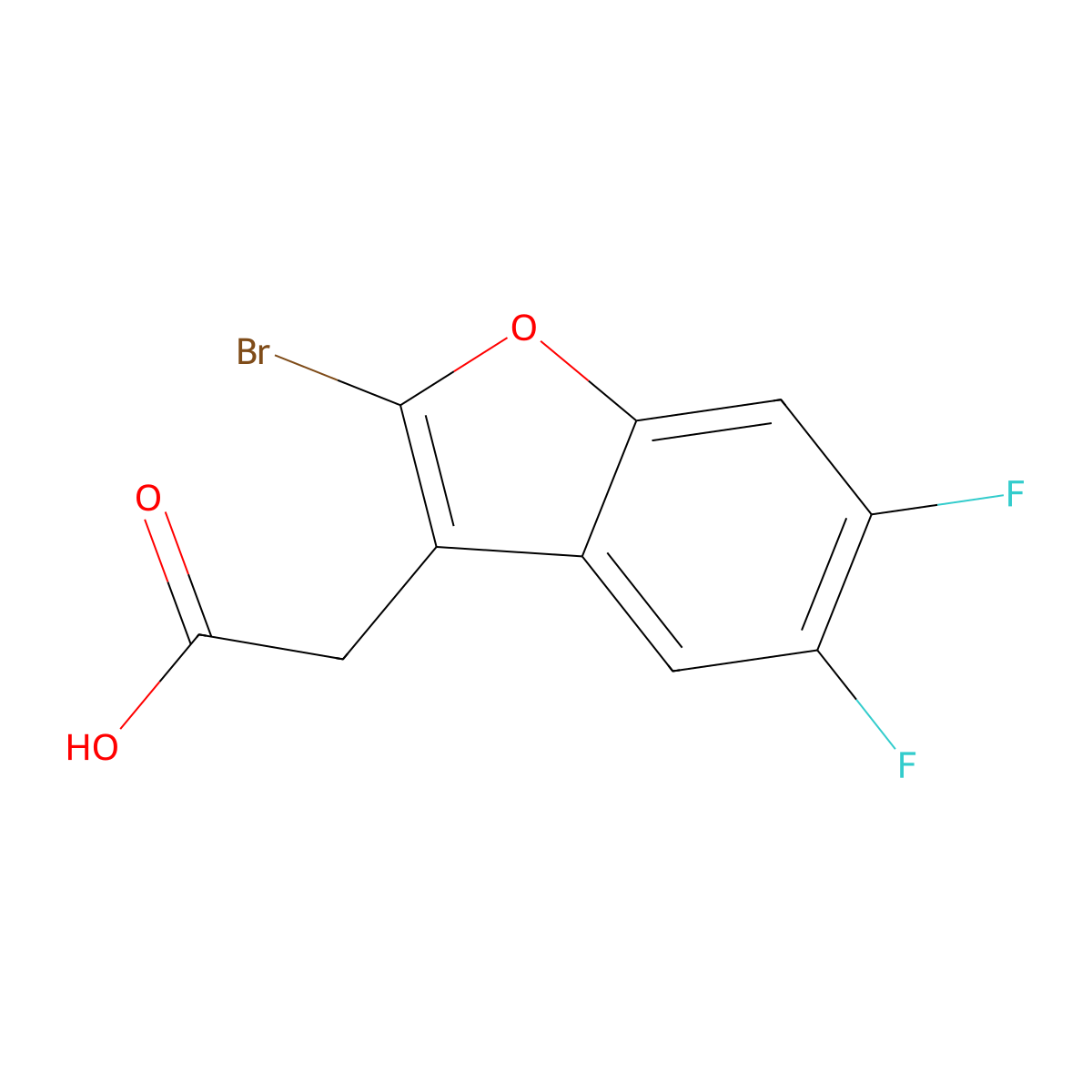 2-(2-Bromo-5,6-difluorobenzofuran-3-yl)acetic acid molecular structure, CAS 1420792-84-2