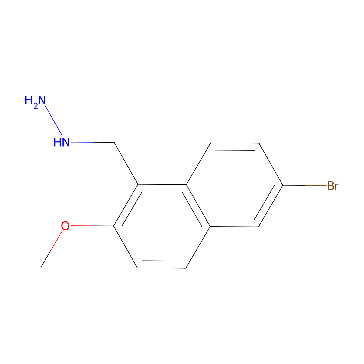 ((6-Bromo-2-methoxynaphthalen-1-yl)methyl)hydrazine molecular structure, CAS 1420793-25-4