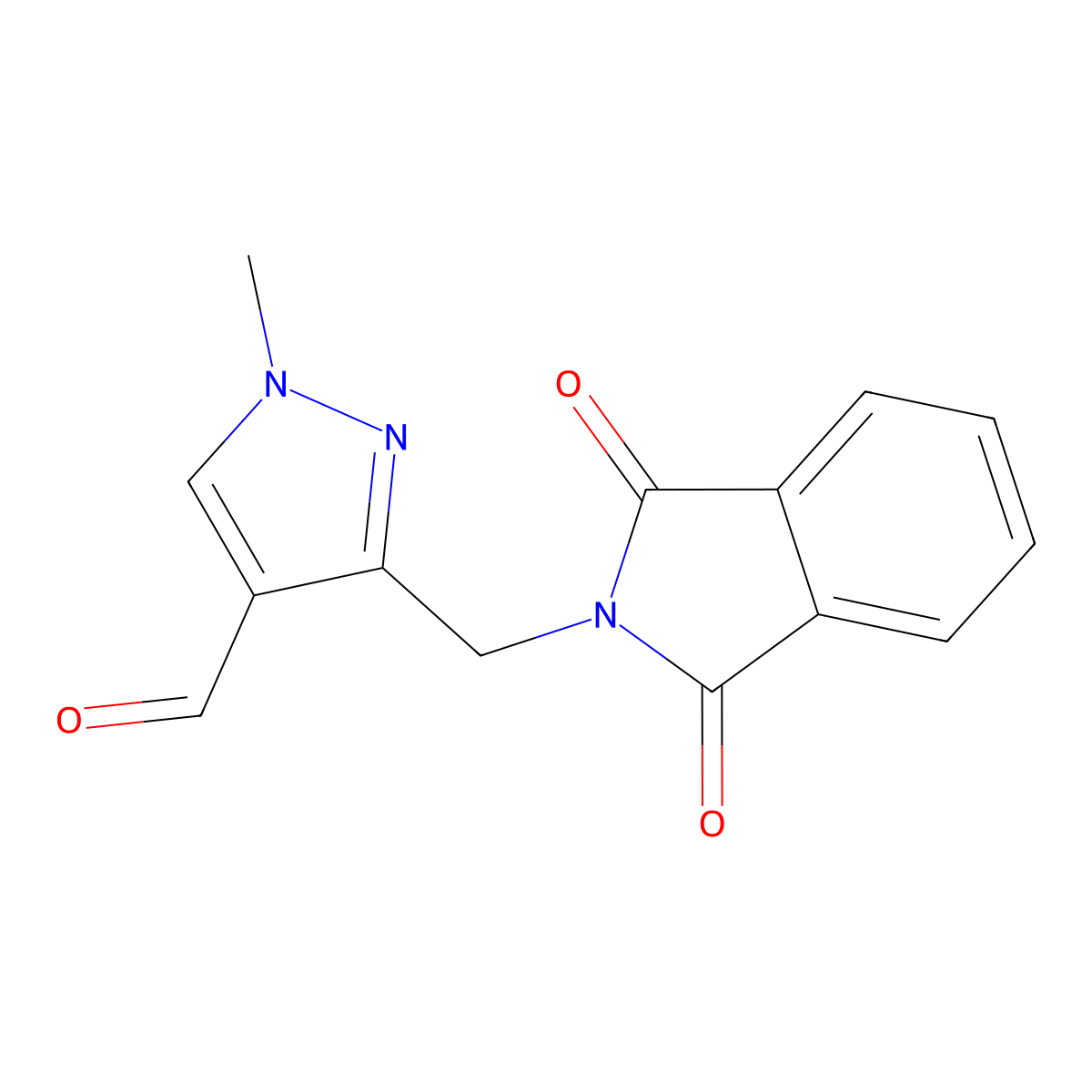 3-((1,3-Dioxoisoindolin-2-yl)methyl)-1-methyl-1H-pyrazole-4-carbaldehyde molecular structure, CAS 1420794-02-0
