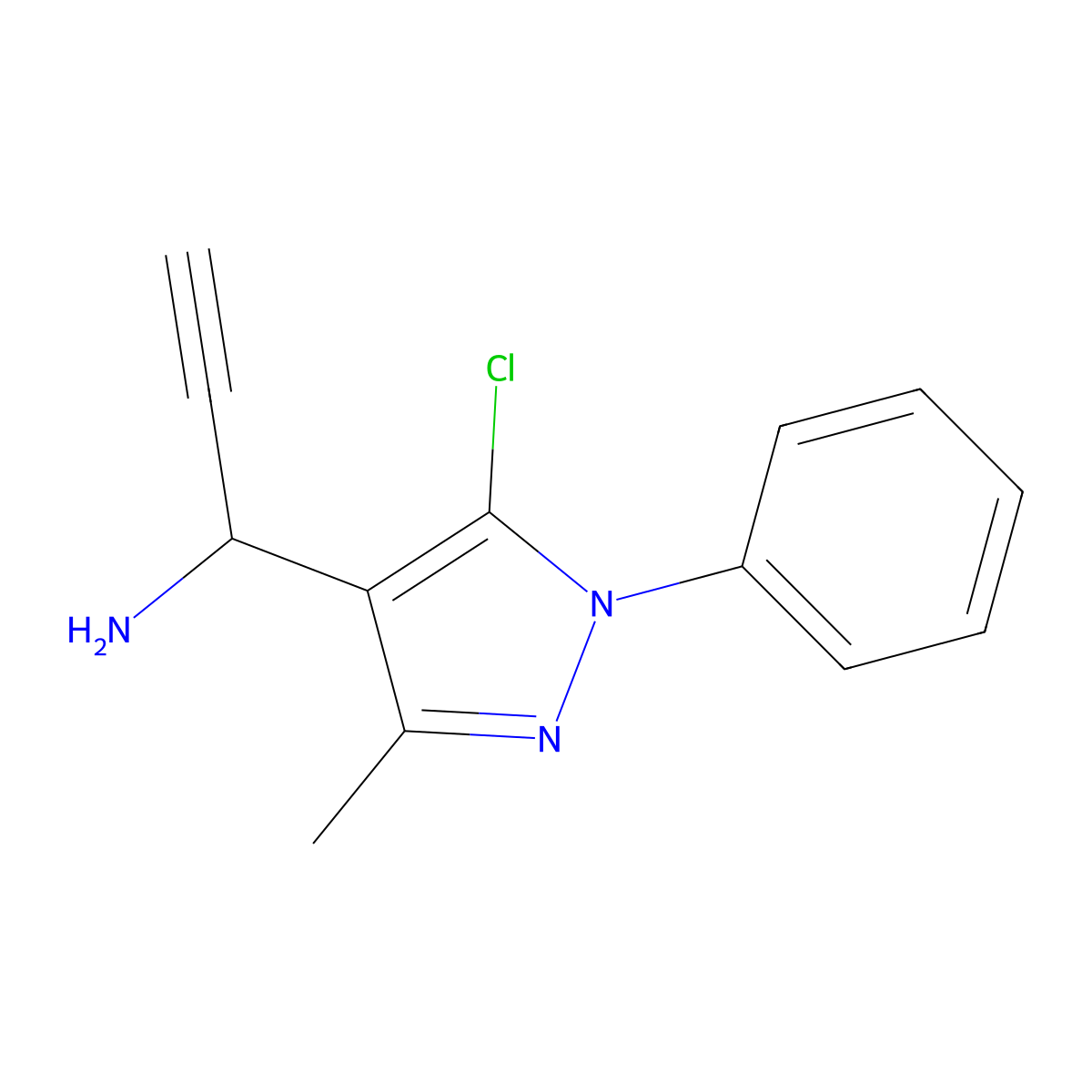 1-(5-Chloro-3-methyl-1-phenyl-1H-pyrazol-4-yl)prop-2-yn-1-amine molecular structure, CAS 1420794-42-8