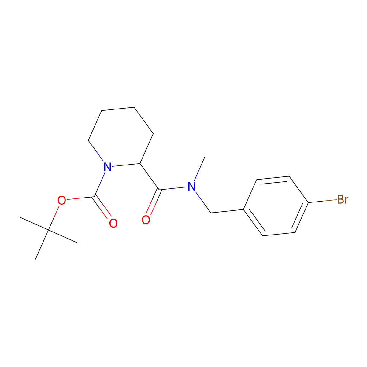 tert-Butyl 2-((4-bromobenzyl)(methyl)carbamoyl)piperidine-1-carboxylate molecular structure, CAS 1420795-32-9