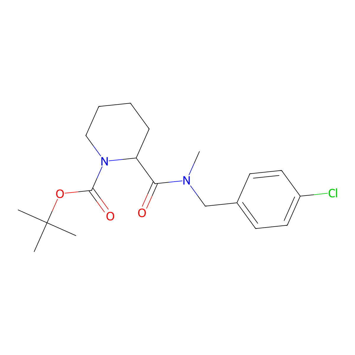 tert-Butyl 2-((4-chlorobenzyl)(methyl)carbamoyl)piperidine-1-carboxylate molecular structure, CAS 1420795-82-9