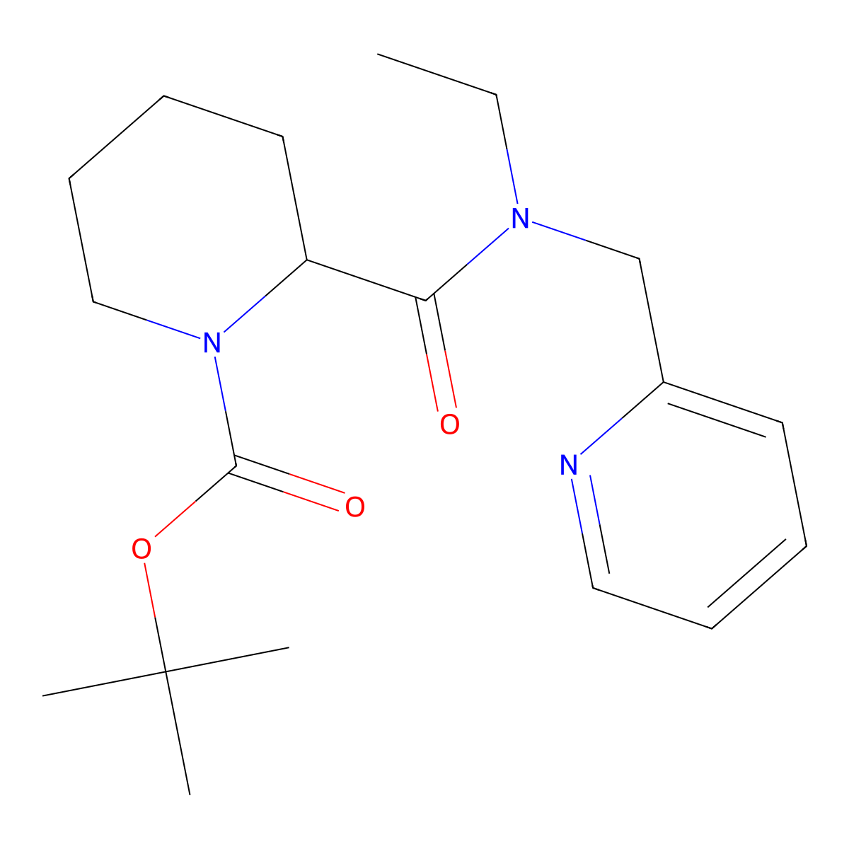 tert-Butyl 2-(ethyl(pyridin-2-ylmethyl)carbamoyl)piperidine-1-carboxylate molecular structure, CAS 1420796-51-5