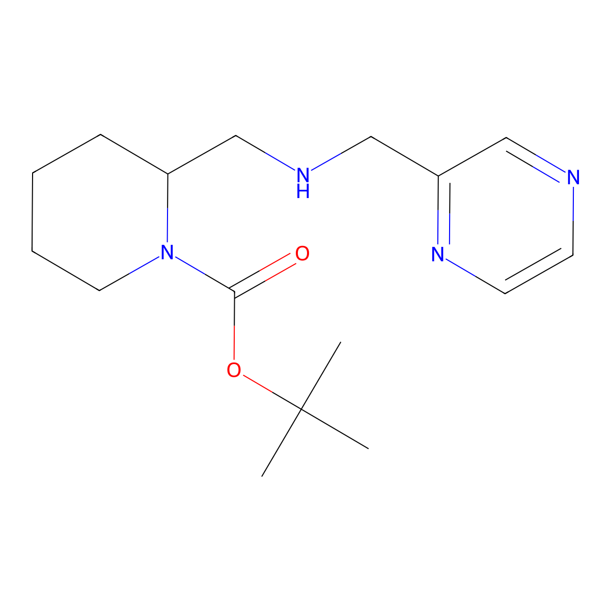 tert-Butyl 2-(((pyrazin-2-ylmethyl)amino)methyl)piperidine-1-carboxylate molecular structure, CAS 1420796-82-2