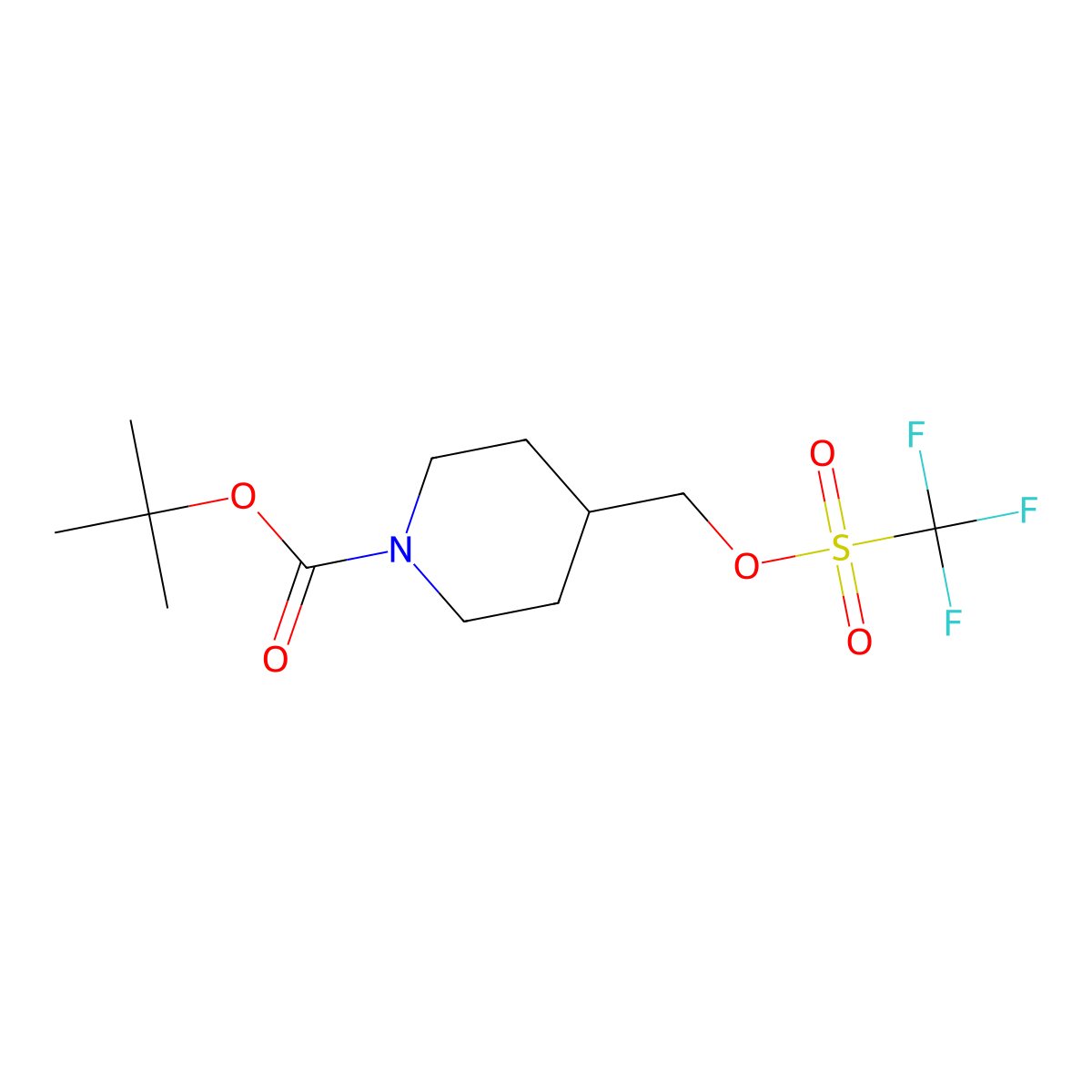 Tert-butyl 4-[(trifluoromethanesulfonyloxy)methyl]piperidine-1-carboxylate molecular structure, CAS 1420797-21-2