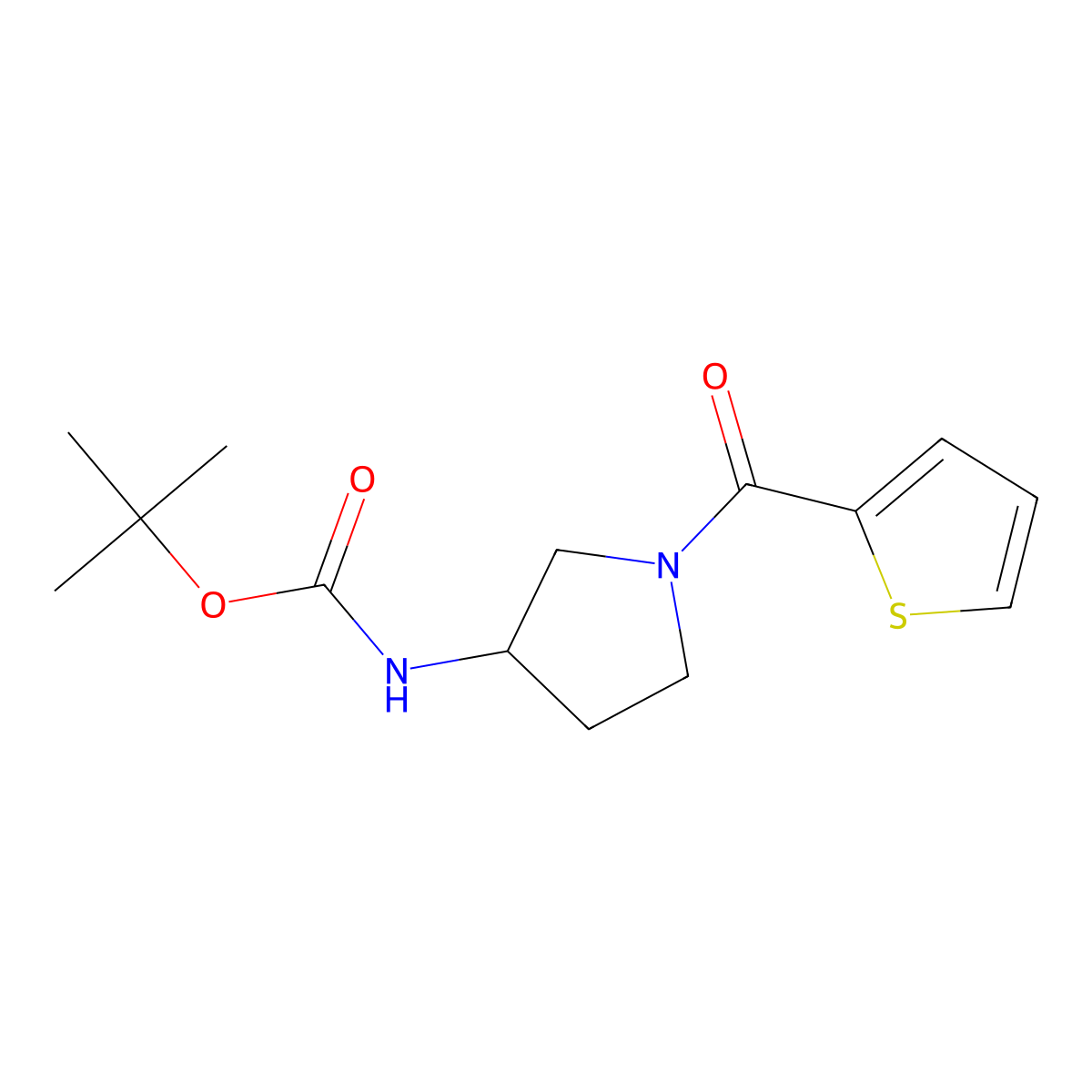 Tert-butyl (1-(thiophene-2-carbonyl)pyrrolidin-3-yl)carbamate molecular structure, CAS 1420799-38-7