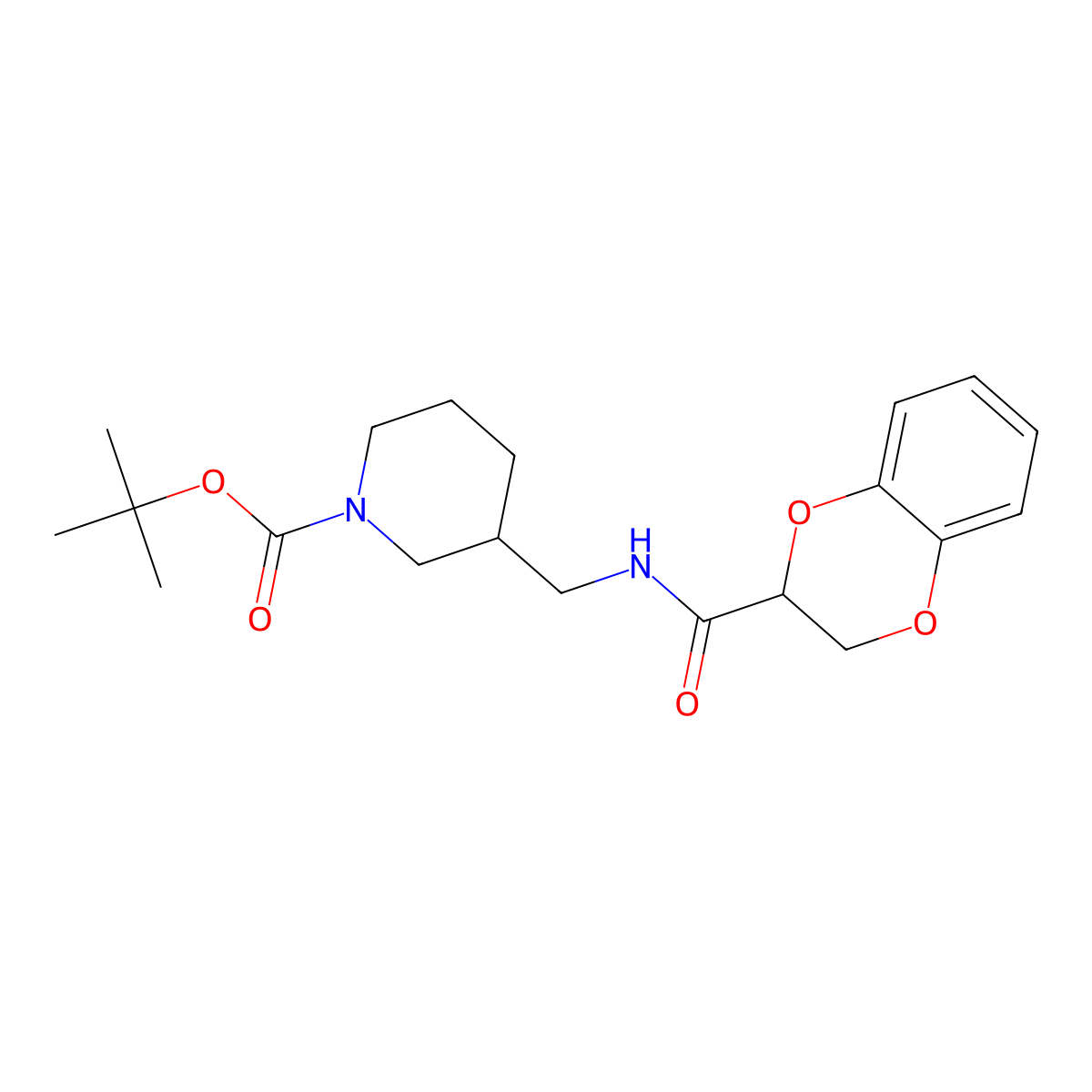 tert-Butyl 3-((2,3-dihydrobenzo[b][1,4]dioxine-2-carboxamido)methyl)piperidine-1-carboxylate molecular structure, CAS 1420799-67-2