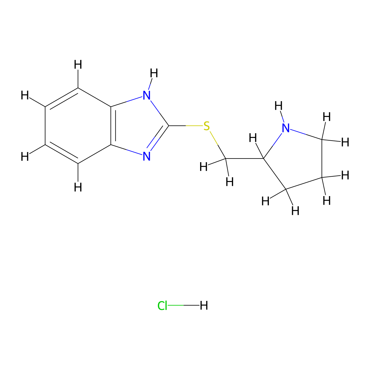 2-((pyrrolidin-2-ylmethyl)thio)-1H-benzo[d]imidazole hydrochloride molecular structure, CAS 1420799-77-4