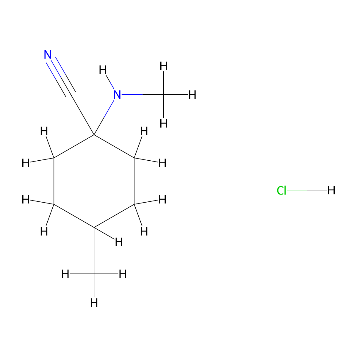 4-Methyl-1-(methylamino)cyclohexane-1-carbonitrile hcl molecular structure, CAS 1420800-13-0