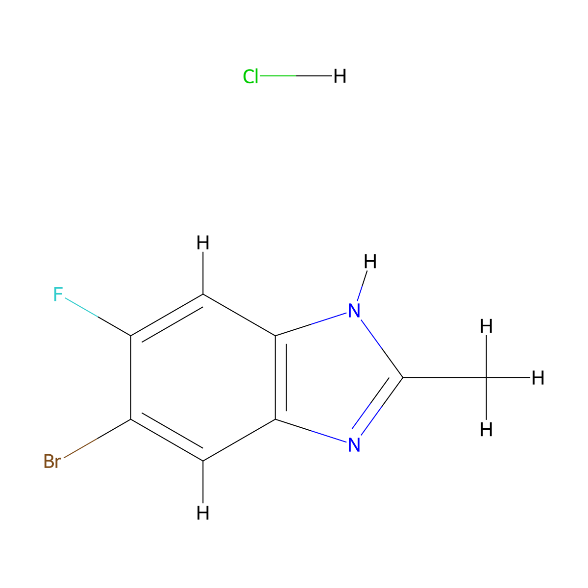5-Bromo-6-fluoro-2-methylbenzodiazole HCl molecular structure, CAS 1420800-15-2
