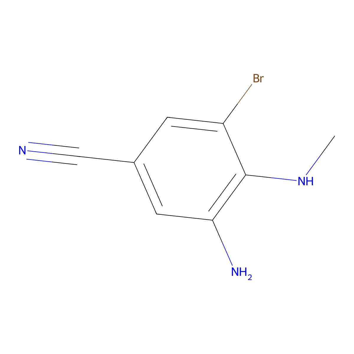 3-Amino-5-bromo-4-(methylamino)benzonitrile molecular structure, CAS 1420800-20-9