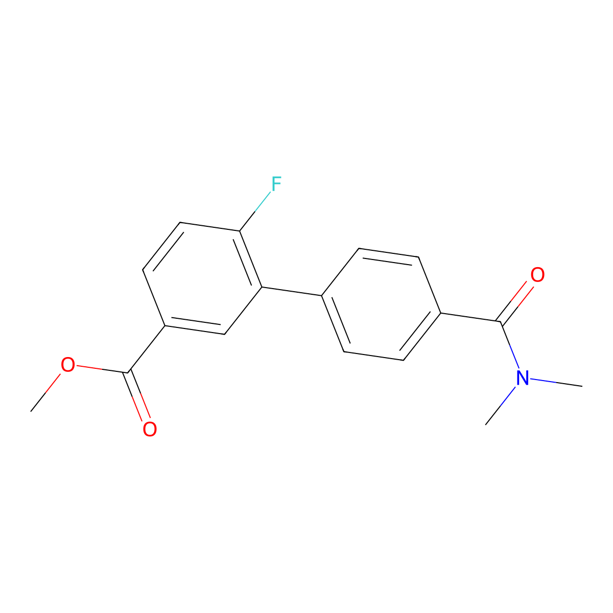 Methyl 3-[4-(dimethylcarbamoyl)phenyl]-4-fluorobenzoate molecular structure, CAS 1420800-27-6