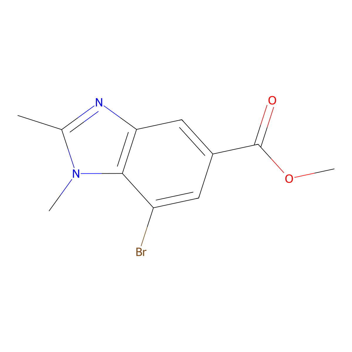 Methyl 7-bromo-1,2-dimethylbenzodiazole-5-carboxylate molecular structure, CAS 1420800-28-7