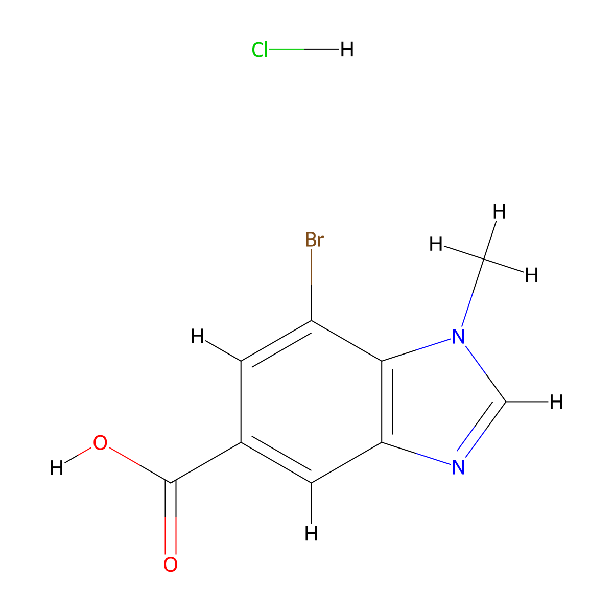 7-Bromo-1-methyl-1,3-benzodiazole-5-carboxylic acid HCl molecular structure, CAS 1420800-33-4