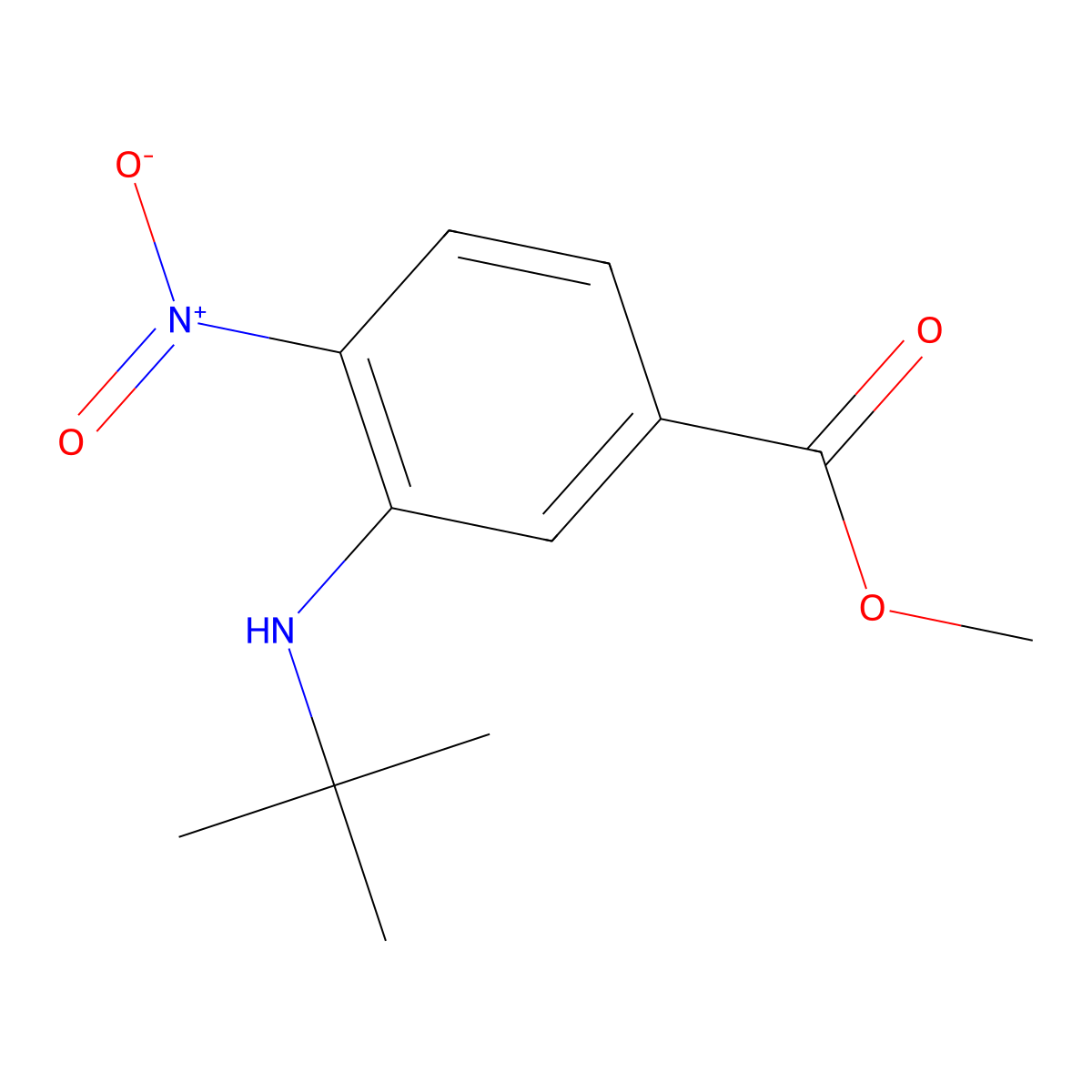 Methyl 3-(t-butylamino)-4-nitrobenzoate molecular structure, CAS 1420800-35-6
