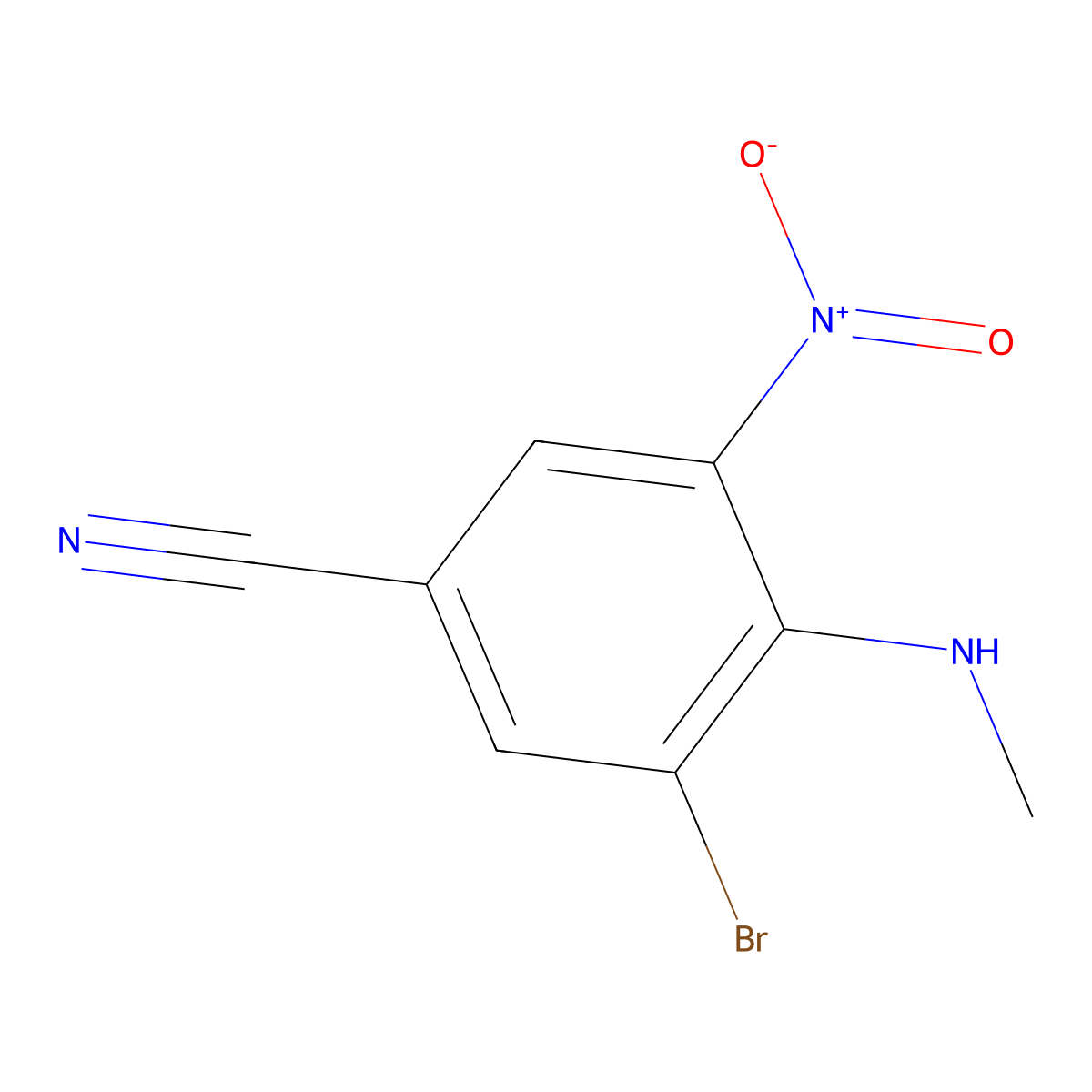 3-Bromo-4-(methylamino)-5-nitrobenzonitrile molecular structure, CAS 1420800-36-7
