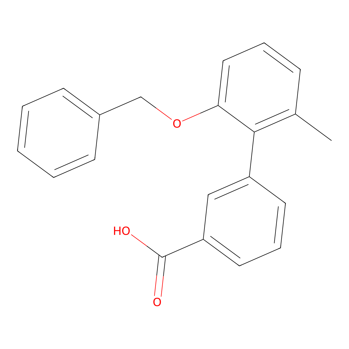 2-Benzyloxy-6-methylbiphenyl-3'-carboxylic acid molecular structure, CAS 1420800-42-5