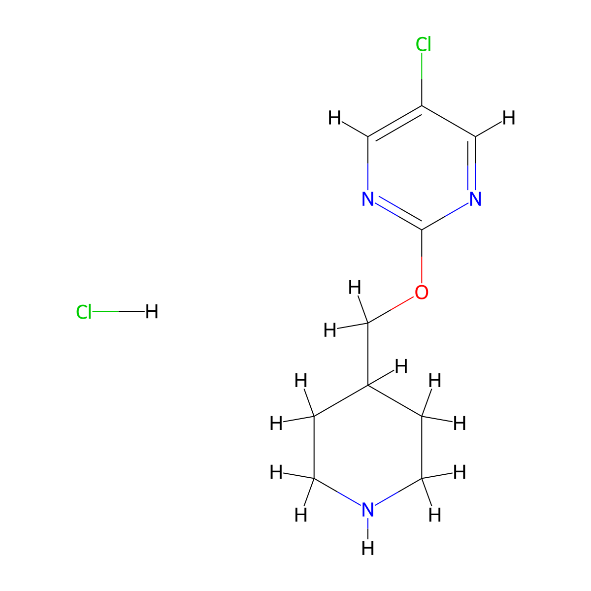 5-Chloro-2-(piperidin-4-ylmethoxy)pyrimidine hydrochloride molecular structure, CAS 1420802-47-6