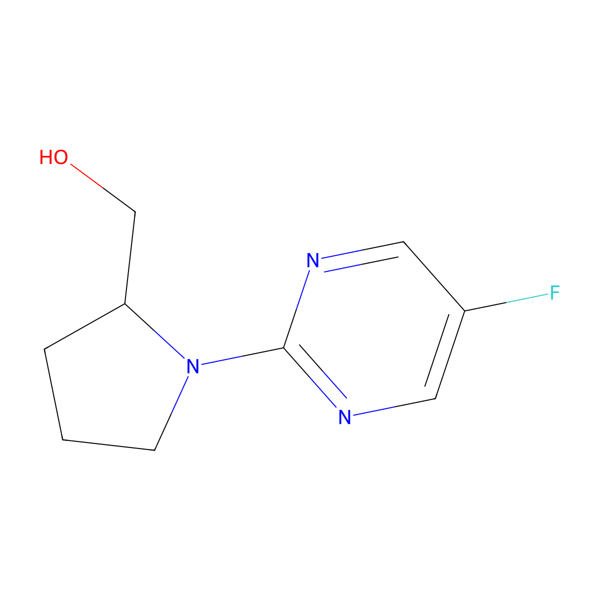 (1-(5-Fluoropyrimidin-2-yl)pyrrolidin-2-yl)methanol molecular structure, CAS 1420802-64-7