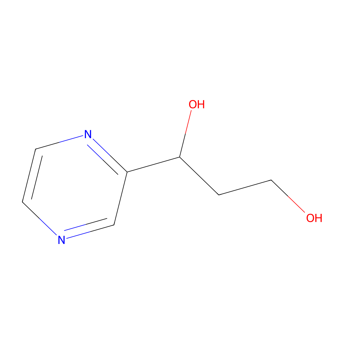 1-(Pyrazin-2-yl)propane-1,3-diol molecular structure, CAS 1420803-13-9