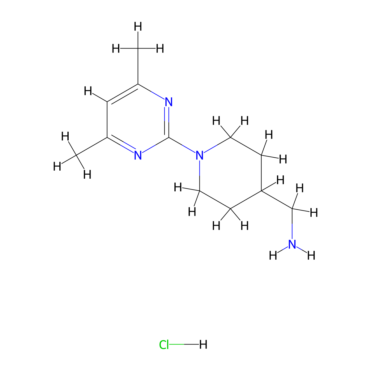 (1-(4,6-Dimethylpyrimidin-2-yl)piperidin-4-yl)methanamine hydrochloride molecular structure, CAS 1420803-18-4