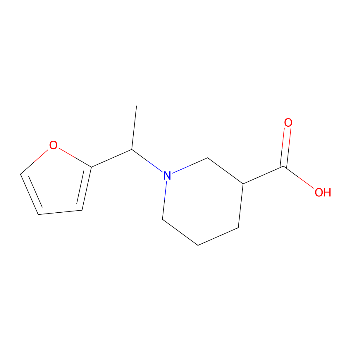 1-(1-(Furan-2-yl)ethyl)piperidine-3-carboxylic acid molecular structure, CAS 1420804-19-8