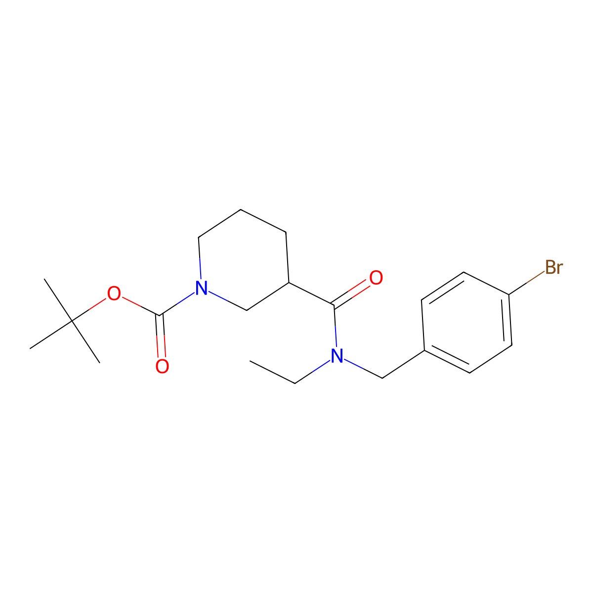 tert-Butyl 3-((4-bromobenzyl)(ethyl)carbamoyl)piperidine-1-carboxylate molecular structure, CAS 1420805-46-4